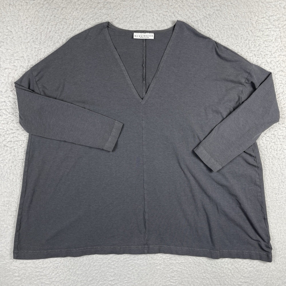 Bryn Walker Shirt Womens‎ XS Gray V Neck Bamboo Organic Minimalist Lagenlook Top